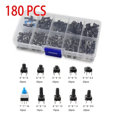 180 PI CES PETIT Interrupteurs Micro Bouton Poussoir Kit Complet De 10