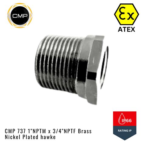 Exproof Reducer Cmp Nptm X Nptf Brass Nickel Plated Hawke