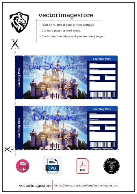 Printable Ticket To Disneyland Paris Boarding Pass Surprise Vacation