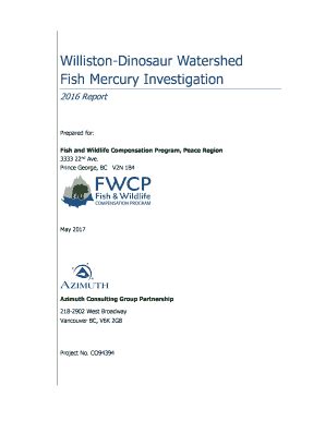 Fillable Online Williston Dinosaur Watershed Fish Mercury Fwcp