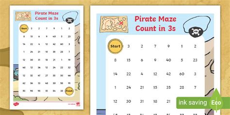 Pirate Themed Counting In 3s Maze Worksheet Teacher Made