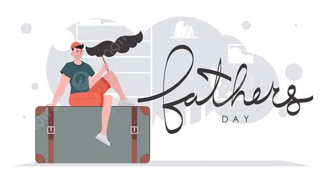 Vector Cartoonstyle Banner For Fathers Day Featuring A Man Holding A