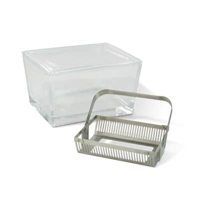 CAJA COPLIN VIDRIO PARA 24 LUGARES CANASTILLA DE ACERO INOXIDABLE