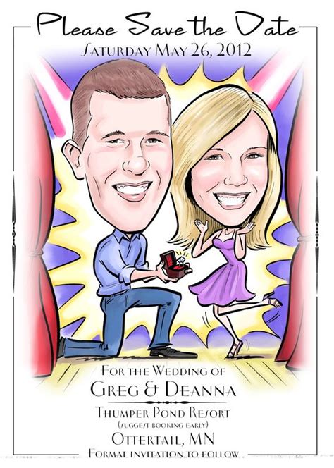 Illustrate The Date Save The Date Wedding Invitations Caricature