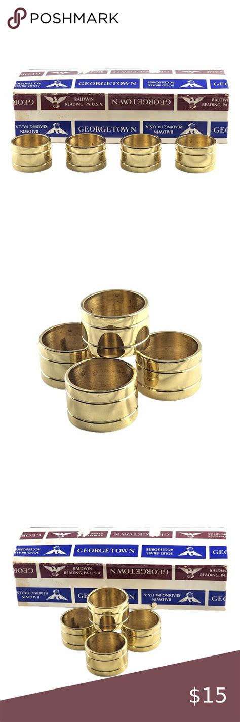 Georgetown Solid Brass Baldwin Napkin Rings Set Of Four