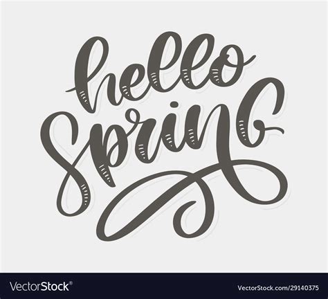 Hello Spring Hand Drawn Inspiration Quote Vector Image