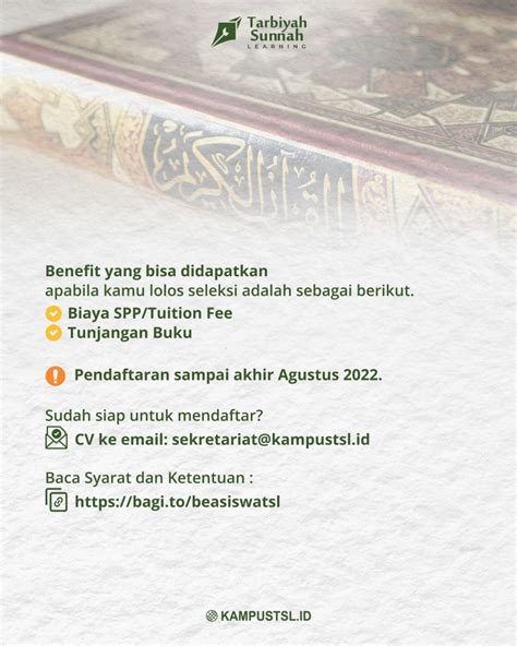 Beasiswa TSL Belajar Islam Dasar