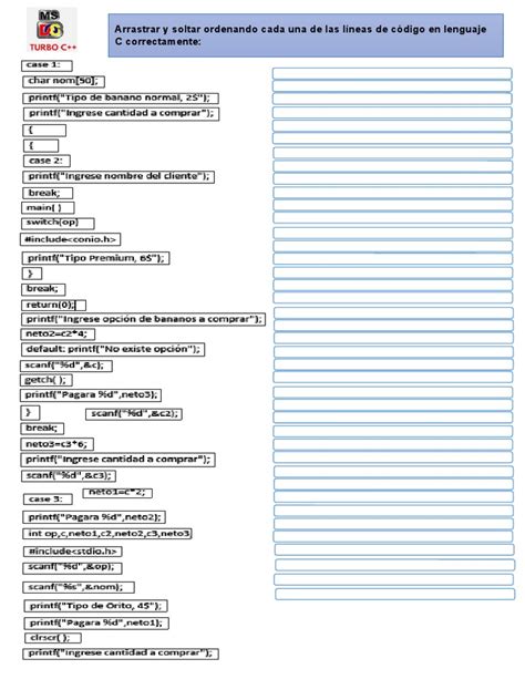 Organizando Líneas De Código En C Mediante Arrastrar Y Soltar Para