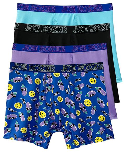 Joe Boxer Mens Eggplants Performance Boxer Briefs Pack Of 4 Macys