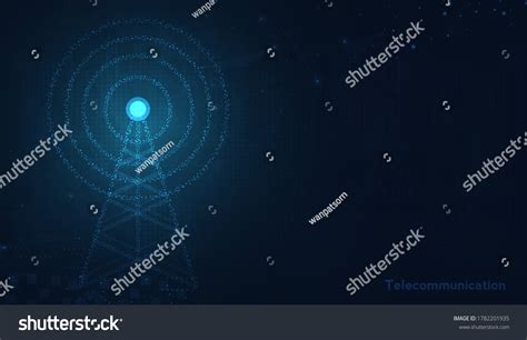 Telecommunications Signal Transmitter Radio Tower Lines Stock Vector