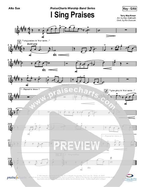 I Sing Praises Alto Sax Sheet Music Pdf Terry Macalmon Praisecharts