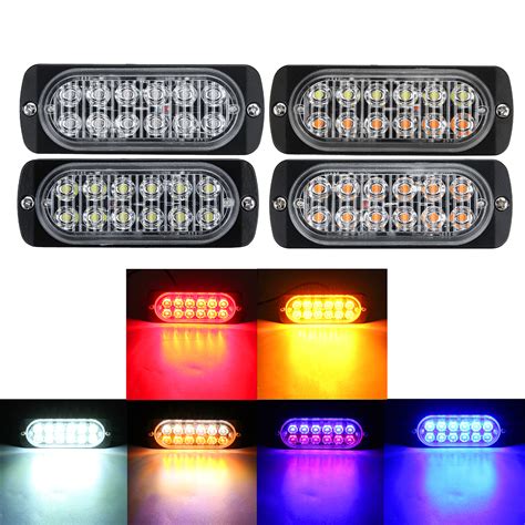 12 LED Amber Car Emergency Flashing Light vehicle Strobe Flash Warning ...