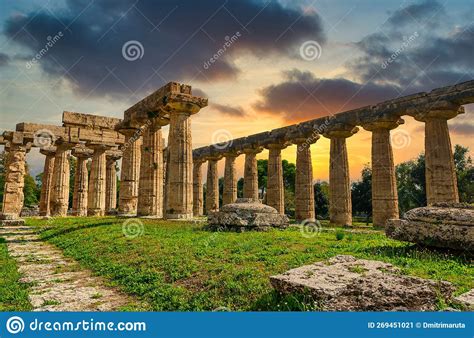 First Temple of Hera in Paestum Stock Image - Image of column, hera ...