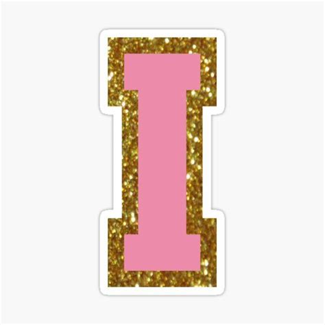 Gold And Pink Varsity Letter I Sticker For Sale By Byleahwithlove