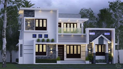 Sq Ft Bhk Contemporary Style Two Storey House And Free Plan