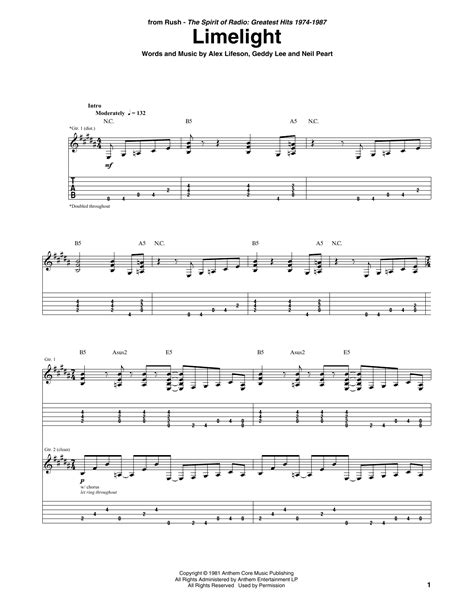 Limelight by Rush - Guitar Tab - Guitar Instructor