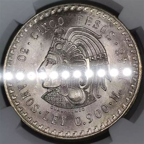 Mo Mexico Cuauhtemoc Silver Pesos Ngc Ms Cuauhtemoc Old