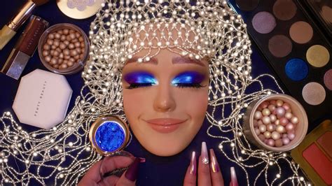 ASMR Rich Blue Glam Makeup Application On Mannequin YouTube