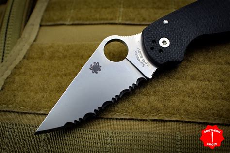 Spyderco Paramilitary 3 Black With Satin Full Serrated Cpm S30v Steel