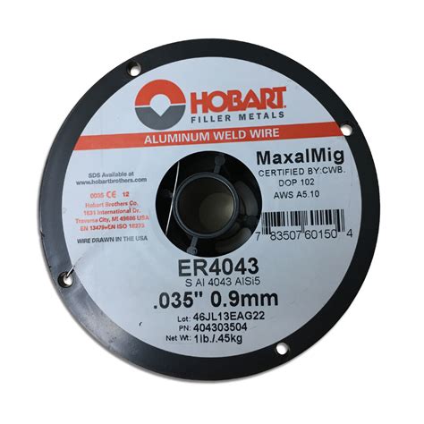 Hobart ER 4043 ALUMINUM MIG Welding Wire 035 X 1 LB SPOOL GENERAL PURPOSE