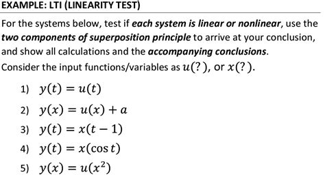 SOLVED EXAMPLE LTI LINEARITY TEST For The Systems Below Test If