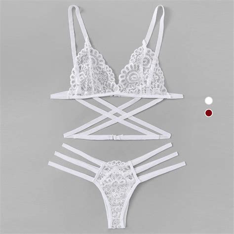 Sexy Lace Suspender Set Three Point Bikini Underwear Straps For