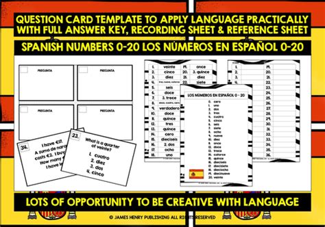 Primary Spanish Numbers 0 20 Challenge Cards Teaching Resources