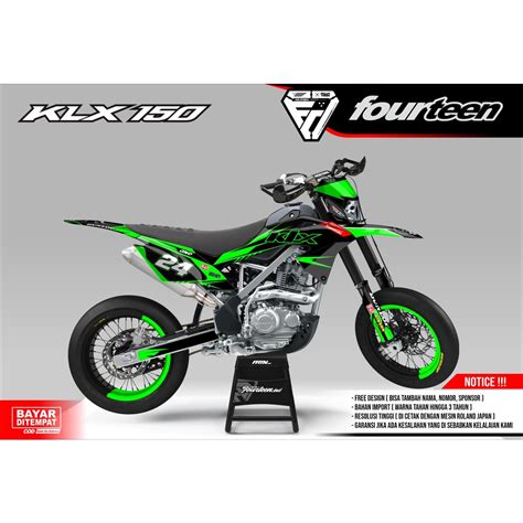 HIJAU Decal Klx 150 BF Sticker Dekal Klx Full Body Custom Light Green