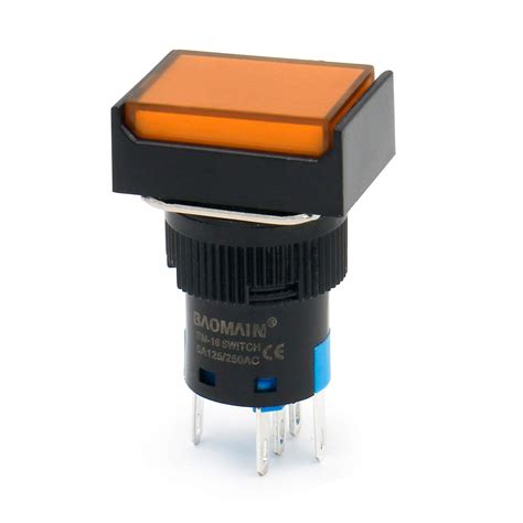 Baomain Mm Push Button Switch Momentary Rectangular Cap Led Lamp