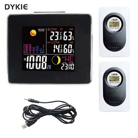 DYKIE 433MHz RF Wireless Weather Station Black Indoor Outdoor