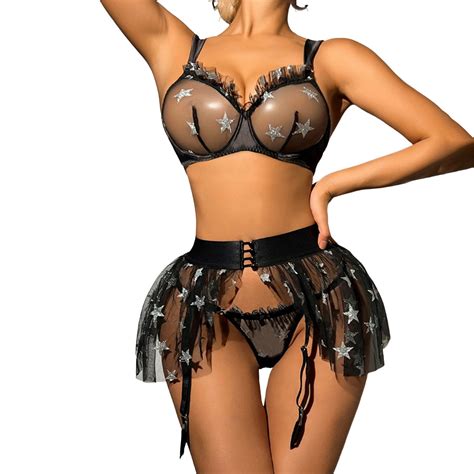 Lace Bodysuit Slim See Through Lingerie Sets Valentine Women Eyelashes