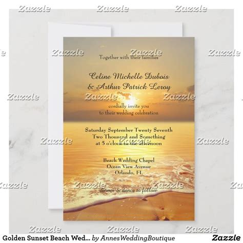 Golden Sunset Beach Wedding Invitation Zazzle Sunset Beach Wedding Invitation Beach Wedding