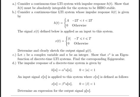 Solved A Consider A Continuous Time Lti System With Chegg