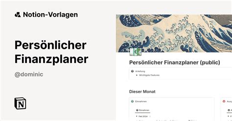 Persönlicher Finanzplaner Vorlage Notion Marketplace