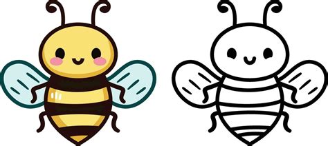 Cute Bee doodle style vector illustration, Cute bumblebee, honey bee ...