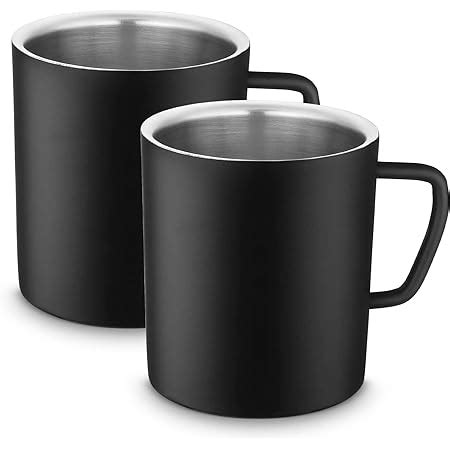 Buy Fns Stainless Steel Coffee Tea Mugs Double Wall Bpa Free Black