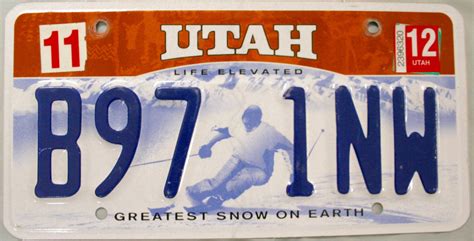 2012 Utah License Plate (B97 1NW)