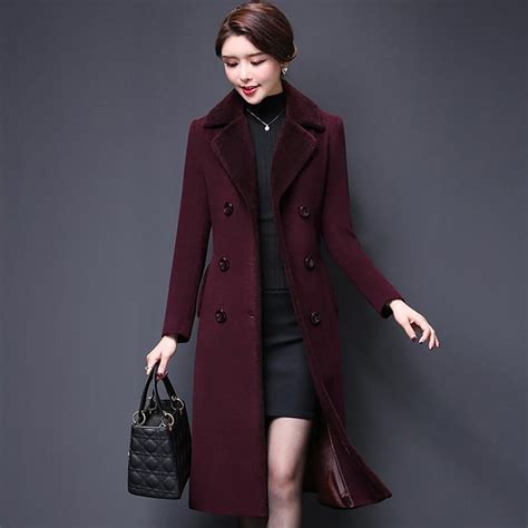 Womens Coat Large Size Wool Long Cashmere For Autumn Wool Trench Coat