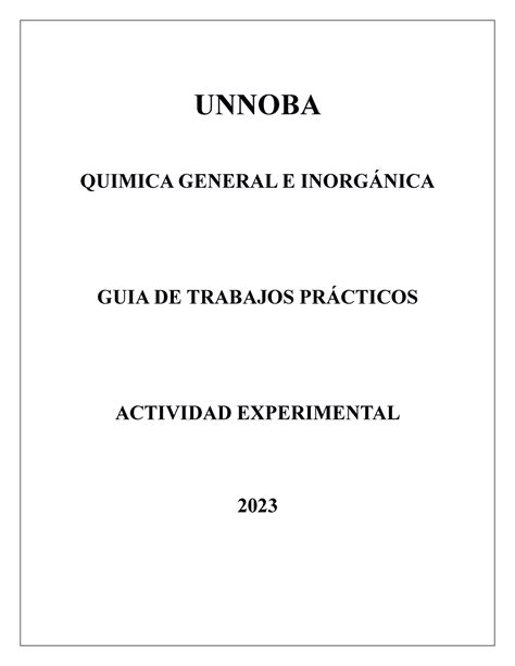 Gu A Qge I Experimental Unnoba Quimica General E Inorg Nica Guia