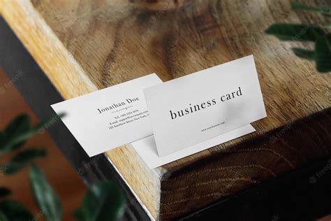 Premium Psd Clean Minimal Business Cards Mockup On Top Wood Table