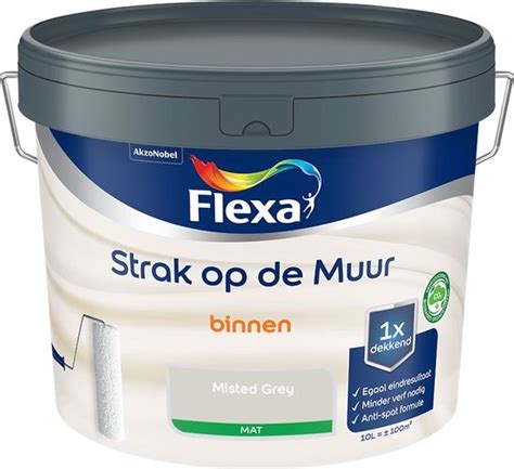 Flexa Strak Op De Muur Binnen Muurverf Mat Misted Grey Liter