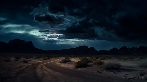 Premium AI Image | A deserted night landscape like the Texas desert