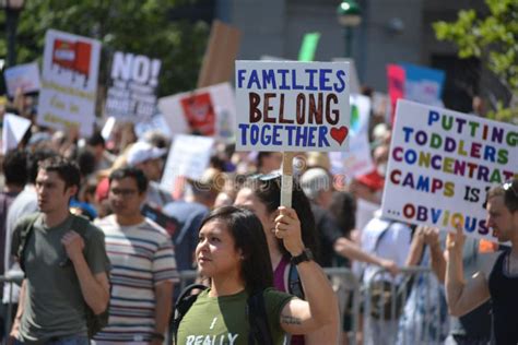 Families Belong Together March Editorial Photography Image Of Signs Immigrants 120175567