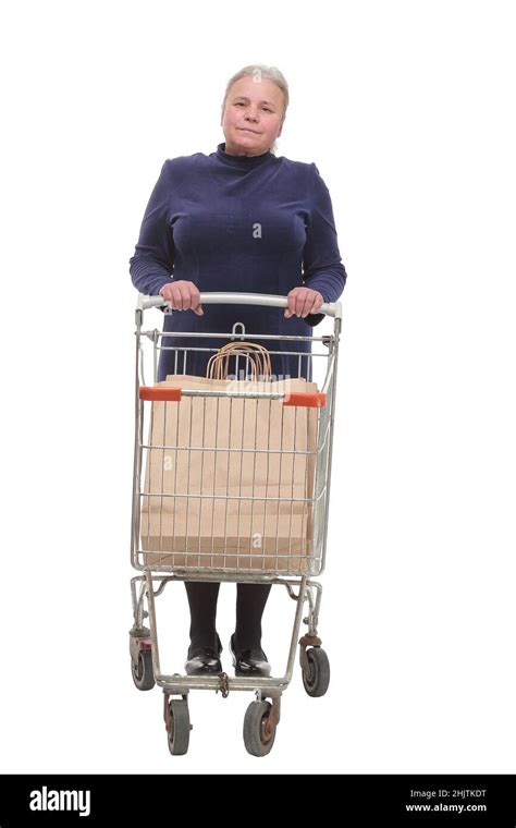 Elderly Woman Shopping Trolley Walking Cut Out Stock Images Pictures