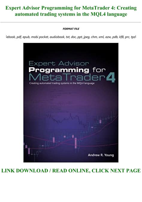 Pdf Download Expert Advisor Programming For Metatrader 4