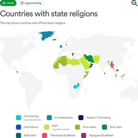 Geo Ranking Countries With State Religions This Map Shows Countries