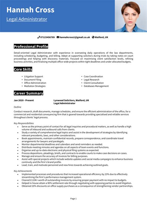 Legal Administrator Cv Example And Guide Win Job Interviews