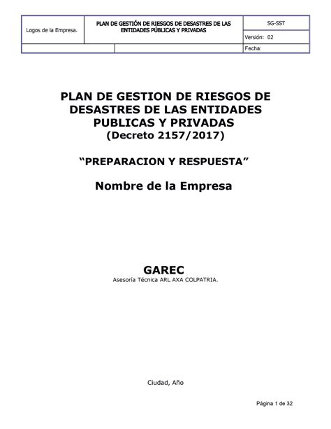 Doc GuÍa Para Plan De Gestión De Riesgos Decreto 2127 31 Octubre 2020 Copia Logos De La