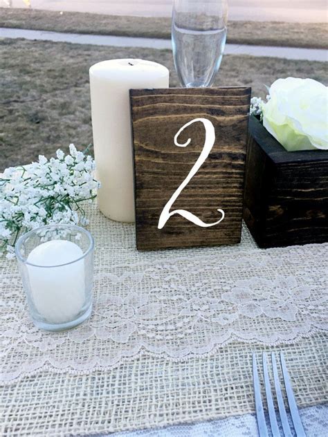 Etsy Wedding Double Sided Table Numbers Script Cursive Wooden Table