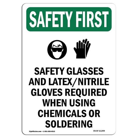 Signmission Osha Safety First Sign Safety Glasses And W Symbol 14in X 10in Aluminum 10 W